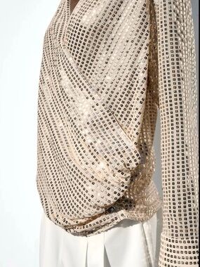 ZARA NEW ❕SEQUIN WRAP BLOUSE TOP SIZE MEDIUM REF: 3229/869 NWT